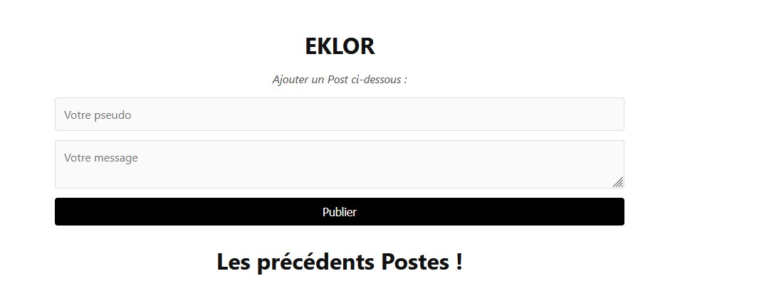 Interface du projet Eklor